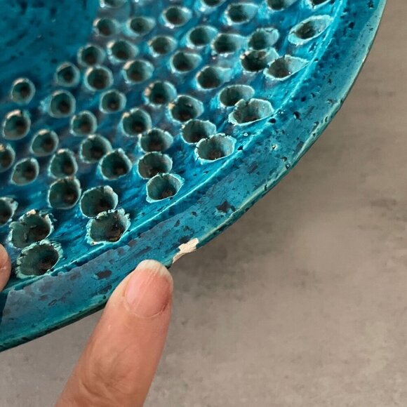 Aldo Londi Bitossi Lacrima Remini Blue 12.5" Ceramic Bowl Italy MCM Vintage RARE - Picture 9 of 9